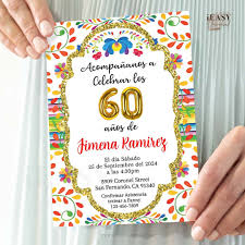60th Birthday Fiesta Invitation: Spanish Flowers, Editable Template (Corjl)  - Etsy Österreich