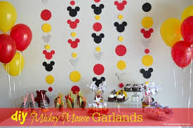 Diy Mickey Garland Decoration Our Homemade Life Mickey Mouse Birthday Decorations Mickey Mouse Clubhouse Birthday Party Mickey Mouse Birthday