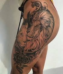 This majestic tattoo covers an area of. Lion Tattoo On Thigh Designs Ideas And Meaning Tattoos For You