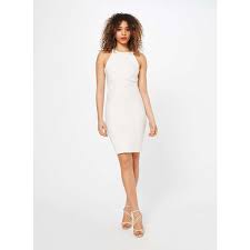 Miss Selfridge Cream Halter Bandage Bodycon 35 Liked On Polyvore Featuring Dresses Cream White Cocktail White Halter Dress Halter Bodycon Dress Bodycon Cocktail Dress