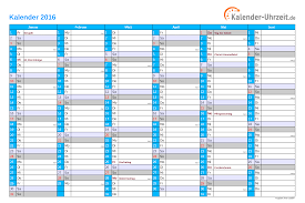 Gliederung und aufbau des artikels kalender 2015. Excel Kalender 2016 Kostenlos