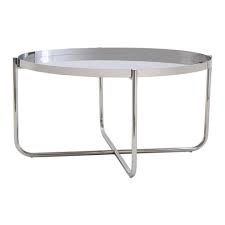 This table will give your home a contemporary touch! Ember Round Silver Chrome Tray Top Coffee Table On Onbuy