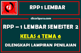 Maybe you would like to learn more about one of these? Rpp 1 Lembar Kelas 4 Tema 6 Dilengkapi Lampiran Penilaian Dicariguru Com