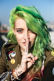 Pin By Ehw On People Neon Green Hair Green Hair Scene Hair