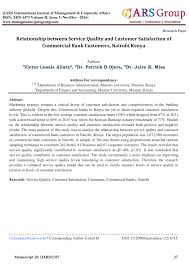 A regional commercial bank operating in many african countries. Pdf Relationship Between Service Quality And Customer Satisfaction Of Commercial Bank Customers Nairobi Kenya