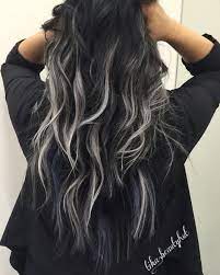 Black Silver Balayage Hair Silverhair Tika Beautyhut Guytang Black Balayage Black Hair With Highlights Hair Styles Long Hair Styles