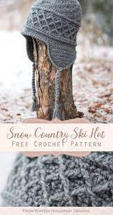 Snow Country Ski Hat Free Crochet Pattern For Men Or Women Crochet Hats Crochet Winter Hats Crochet Mens Hat