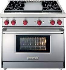 When your wolf kitchen equipment breaks down and needs repair, parts depot has got you covered. Wolf Gr364g 36 Inch Pro Style Gas Range With 5 5 Cu Ft Convection Oven 4 Dual Stacked Seal Burners Infrared Griddle Infrared Broiler Red Control Knobs Island Trim And Star K Certified Natural Gas