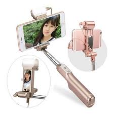 Led Fill Light Wire Control Selfie Stick Gold
