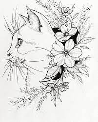 devchuli kotiki i cvety cena zavisit ot vybrannogo eskiza i ego razmera pishi v direkt drugie72 tattootob t cat tattoo designs cat tattoo art sketches