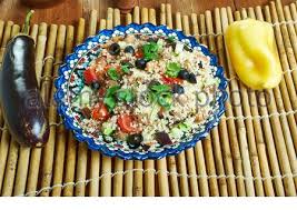 Moroccan couscous with chicken & eggplant ༅ марокански кускус с пилешко и патладжан. Moroccan Aubergine Couscous Salad Stock Photo Alamy