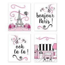 Find decor and lighting for you nursery and kids rooms. Pink Black And White Eiffel Tower Wall Art Prints Room Decor For Baby Nursery And Kids For Paris Collection By Sweet Jojo Designs Set Of 4 French Cafe Only 29 99
