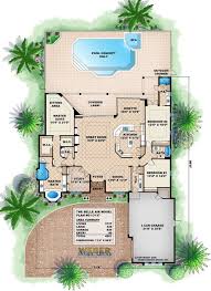 Mediterranean House Plan 1 Story Tuscan Style Waterfront Floor Plan Mediterranean Style House Plans Coastal House Plans Mediterranean House Plans