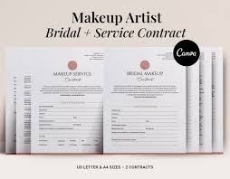 2 Makeup Artist Forms Set, Bridal + Service Makeup Contract ...