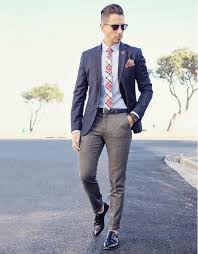 Black Blazer Grey Pants Blue Shirt Whatmyboyfriendwore With A Navy Blazer Plaid Tie With Blue White And Pink Club Collar Shirt Sunglasses Pink Mens Street Style Mens Fashion Suits Mens Outfits