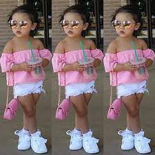 Us Stock Toddler Infant Baby Kids Girls Off Shoulder T Shirt Tops Casual Clothes Dresses Kids Girl Kids Outfits Girls Toddler Fashion
