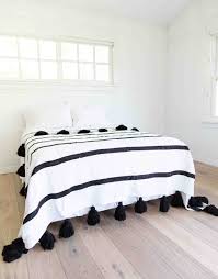 Black And White Striped Blanket White Tassel Blanket Black Stripes Blanket Black Tassel Blankets Blanket