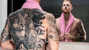 Ben stokes shows off huge lion tattoo that took 28 hours of pain to finish. From Virat Kohli To Faf Du Plessis All Time Tattooed Xi Of Cricketers Crictoday