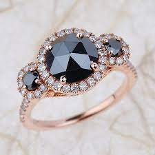 Black Diamond Engagement Ring Rose Gold Etsy Black Diamond Ring Engagement Black Gold Jewelry Black Gold Ring