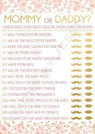 Mommy Or Daddy Printable Baby Shower Game Instant Download Etsy Baby Shower Fun Gold Baby Showers Baby Shower