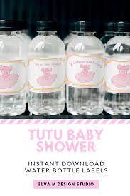 Tutu Baby Shower Water Bottle Labels Wraps With Nutrition Etsy Water Bottle Labels Baby Shower Baby Shower Water Bottles Diy Water Bottle Labels