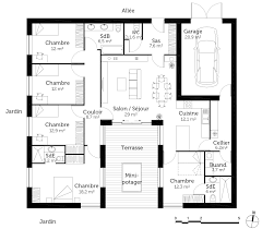 Exemple de plan pour une maison plain pied avec trois chambres, le tout ouvert sur un jardin. Plan Maison Avec Jardin Interieur How To Plan House Plans House Layout Design