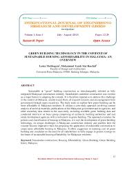 The current evolution of lean construction in malaysia needs without compromising the opportunity and ability for future generation needs (wced, 1987). Green Building Technology In The Context Of Sustainable Housing Affor