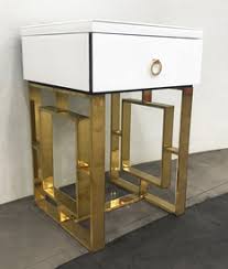 The Dubai White And Gold Bedside Table Furniture Living Room Side Table Bedside Table