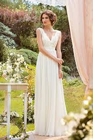 Bodies, hochsitzende slips, bodyformer, formende tops und unterkleider. Cocogirls Braut Chiffon V Ausschnitt Cap Sleeve Kleid Bohemien Strand Hochzeitskleider Brautkleider Abendkleid 36 Elfenbein Top Qualitat