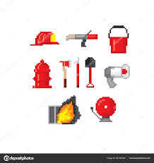 Firefighter Tools Pixel Art Old School Computer Graphic 8