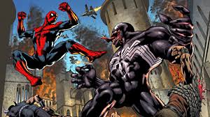 Spiderman into the spider verse, 2018 movies, animated movies. Spiderman Vs Venom Comic Wallpaper