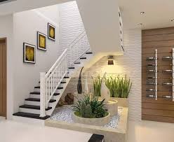 Interior Gardens 8 Extraordinary Ideas To Decorate Under The Stairs With Plants And Pebbles Home Stairs Design Staircase Design Stair Wall Decor