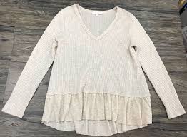 eri ali anthropologie top long sleeve peplum womens sz s