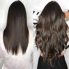 Before & after, brown, long, hair extensions. Mhot Remy Hair Extensions Before And After Mhot Hair