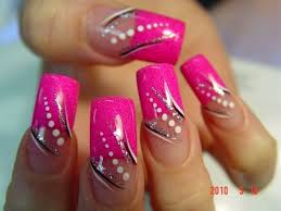 Acrylic Hot Pink And Black Nail Designs I Did This On My Toes Can T Say It Turned Out Exactly Like The Pic But It Did Turn Out Really Good Used Little Paint Nail Designs Stylish Nails Trendy