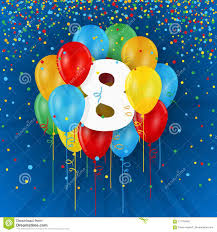 Happy 8th Birthday / Anniversary Card With Balloons Stock ...