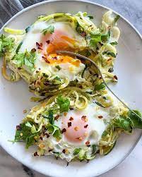 Zucchini Spirals And Eggs By Winniesbalance Quick Easy Recipe The Feedfeed Recipe Recipes Fresh Breakfast Egg Recipes