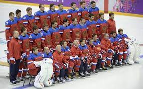 The Russian Olympic Mens Team Having Their Group Photo On The Ice Olympic Hockey Winter Olympic Games Team Pictures