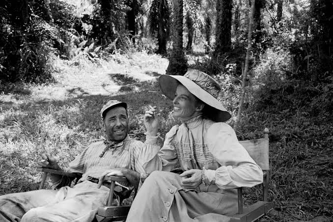 Humphrey Bogart, Katharine Hepburn Filming 'The African Queen,' 1951