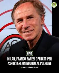 Franco Baresi, vice presidente onorario del Milan, è stato operato per  asportare un nodulo al polmone A comunicarlo è direttamente il club  rossonero tramite i propri canali ufficiali