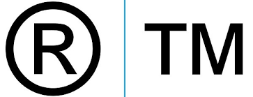 trademark symbol r in the circle for trademark registration and tm for non-federally registered trademark