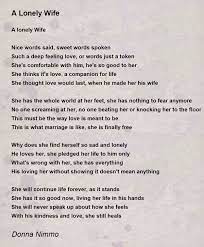 A Lonely Wife - A Lonely Wife Poem by Donna Nimmo