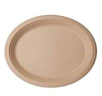 Vegware 9" x 12" Molded Fiber Oval Platter Natural Brown (QTY:500) - Key Compostables
