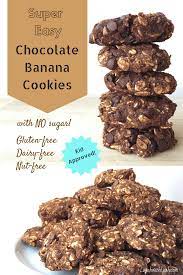 Super Easy Banana Chocolate Cookies Recipe With No Sugar Recipe Banana Cookies Healthy Dessert Recipes Easy Banana