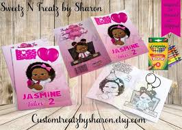 This Listing Is For 1 Dozen African American Boss Baby Girl Coloring Books 12 These Custo Baby Birthday Party Girl Baby Party Favors Baby Girl 1st Birthday