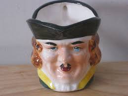 Vintage Hand Painted Colonial Man with Mustache Character Mug