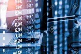 stock market or forex trading graph and candlestick chart suitable