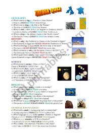 Community contributor would you rather spend a day as. The Comparative Trivia Quiz Esl Worksheet By Zizou