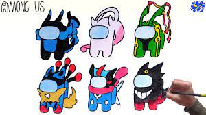Among us x pokemon animation. How To Draw Among Us Mega Pokemon Skin Easy Step By Step Youtube