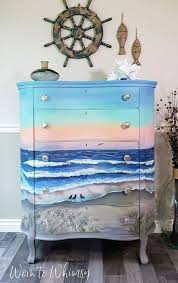 Art Dresser Scenic Beach Painting On Furniture Idea Creative Furniture Painted Furniture Upcycled Home Decor